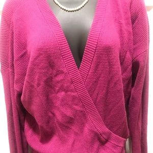 Pink waffle weave sweater.